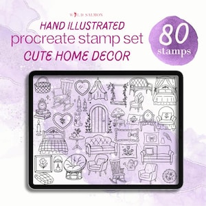 Pinceles de sellos para Procreate: Retratos adorables / Ilustraciones a mano, descarga instantánea / Estética cottagecore