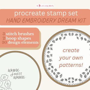 procreate stamp brushes hand embroidery | create your own patterns | stitch brushes included