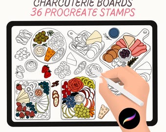 Charcuterie Boards Procreate Stamps: Food, Snacks, Kitchen Brush Set (Digital Download)