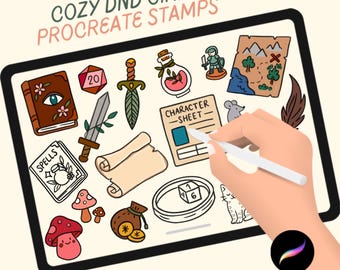 Cozy DnD Procreate Stamps | Girly Cartoon Illustrations (Digital Download)
