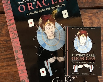 Author Signed Playing Card Oracles book and deck SET how to cartomancy divination gothic esoteric mystic geomancy tarot cards channeled