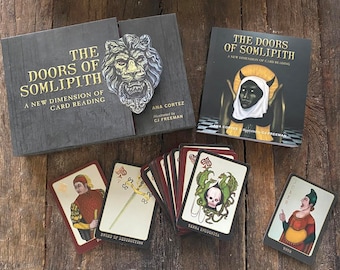 Author Signed Doors of Somlipith Deck Book Set Cartomancy Divination Playing Cards Tarot Gothic  Esoteric Occult Oracle 4 Elements Geomancy