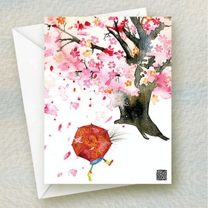 Caminhada com guarda-chuva Bloom Tree, cartão/estilo para todas as ocasiões #G26