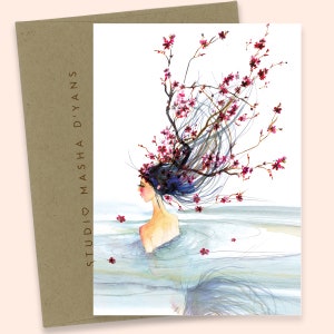 Sakura Girl in Water, cartão / estilo para todas as ocasiões #SAC1