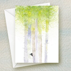 Berkenbomen mogen vogel, alle gelegenheden Kaart / stijl #MAY