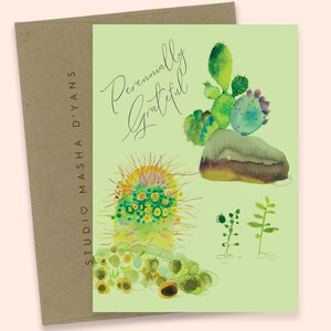 CACTUS GRACIAS tarjeta de felicitación de acuarela por Masha D'yans
