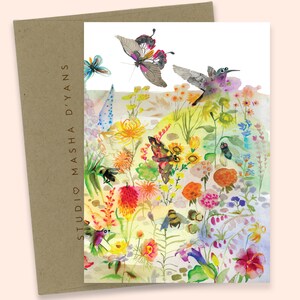 BLOEM veld aquarel wenskaart door Masha D'yans