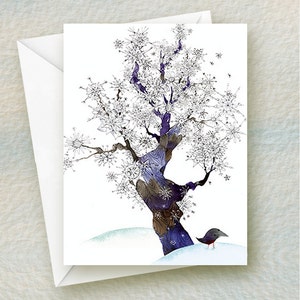 Schneeflocke Baum Januar Vogel, alle Gelegenheiten Card / style #JAN