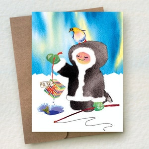 PRESENTE ESKIMO, feriado, aniversário, obrigado, cartão/estilo para todas as ocasiões #B27