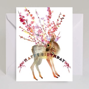 Bloem takken Fawn, verjaardagskaart / style #B33
