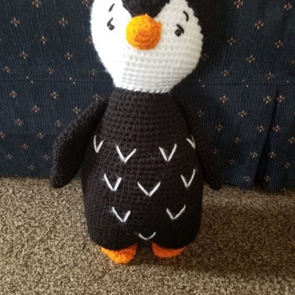 Quin the Penguin with optional clothing MADE TO ORDER