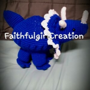 Made to Order: Terrance the Triceratops dinosaur amigurumi toy