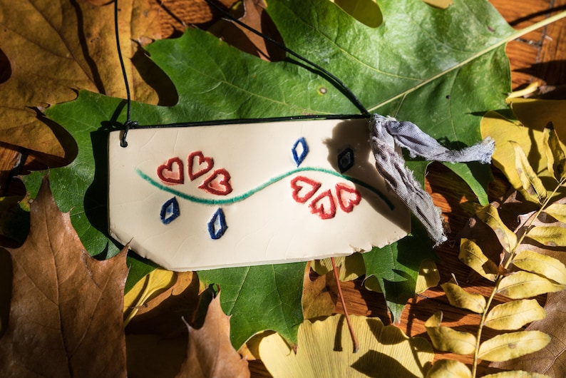 parallelogram Handmade ceramic necklace Spring Water