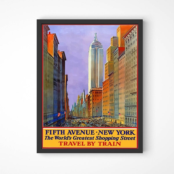Vintage New York 5th Avenue Art Print |Wall art | Print design | Poster | Wall decor | Art print | Typography | Illustration | Home decor