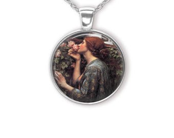 My Sweet Rose Waterhouse Painting Pendant Necklace