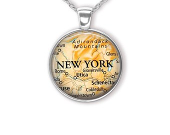 New York Map Pendant Necklace