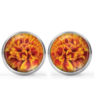 Marigold Flower Picture Earrings