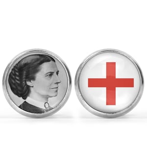 Clara Barton Red Cross  Picture Earrings
