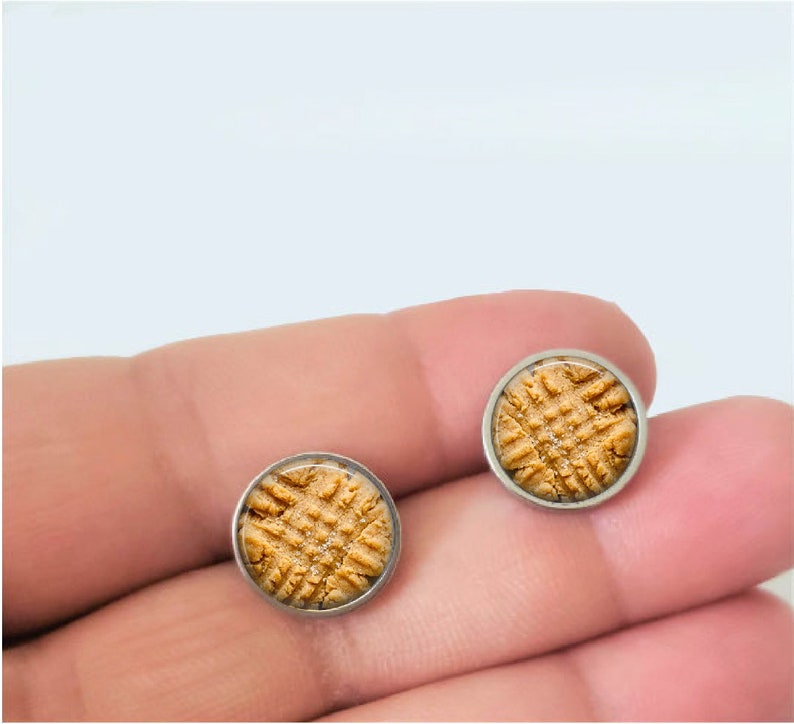Earrings Peanut butter cookie studs Bakers gifts Foodie gifts Food jewelry Charms and accessories for girls For bakers For women
