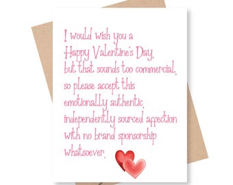 Funny Valentine Anti-commercial Greeting Card