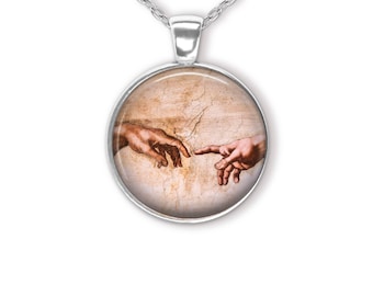 The Creation of Adam Art Pendant Necklace