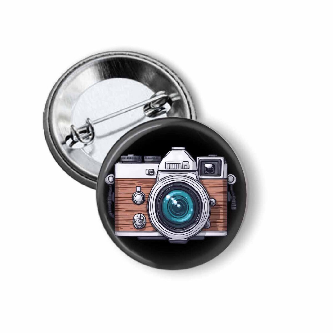 Camera Pin Button Vintage Camera Pinback Button - Handmade Stainless Steel Mylar Pin - Etsy