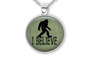 I Believe In Bigfoot Pendant Necklace
