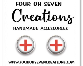 The Red Cross Earrings in Oxidised Silver main image 1