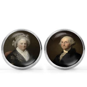 George and Martha Washington Picture Earrings