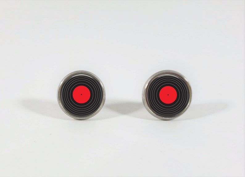 cute icon studs Music lovers music jewelry Garage band charms Musician jewelry Picture jewelry Vinyl record earrings