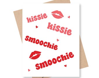 Kisses Greeting Card, Kiss Kiss Smoochie Smoochie, Boyfriend/Girlfriend Card, Dating, Valentine's Day, Anniversary