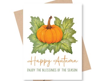 Happy Autumn Greeting Card, Seasonal, Thanksgiving, Fall