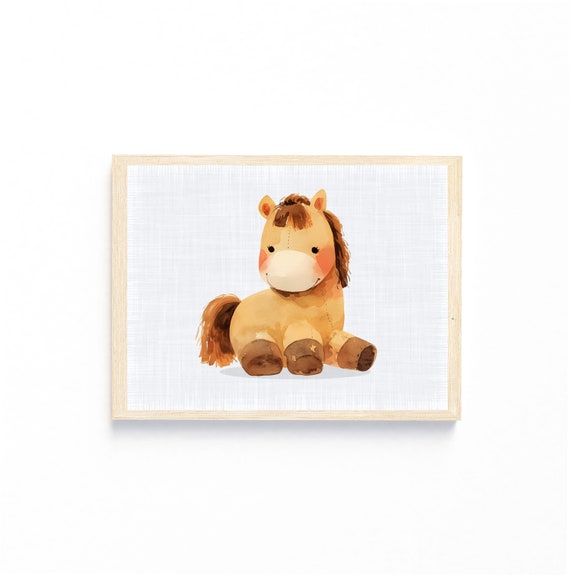 INSTANT DOWNLOAD Plushie Farm Horse Wall Art Print