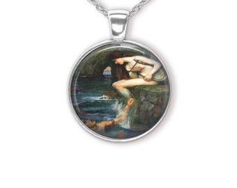 The Siren Waterhouse Painting Pendant Necklace