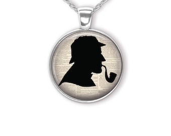 Sherlock Holmes Profile Pendant Necklace