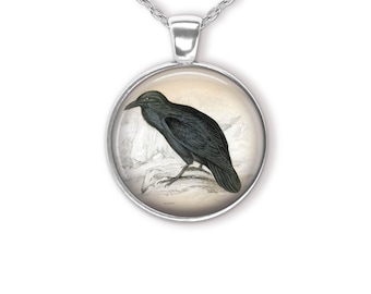Vintage Raven Pendant Necklace