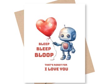 Robot I love you Greeting Card, Love Cards, Valentines, Anniversary, Boyfriend/Girlfriend Card