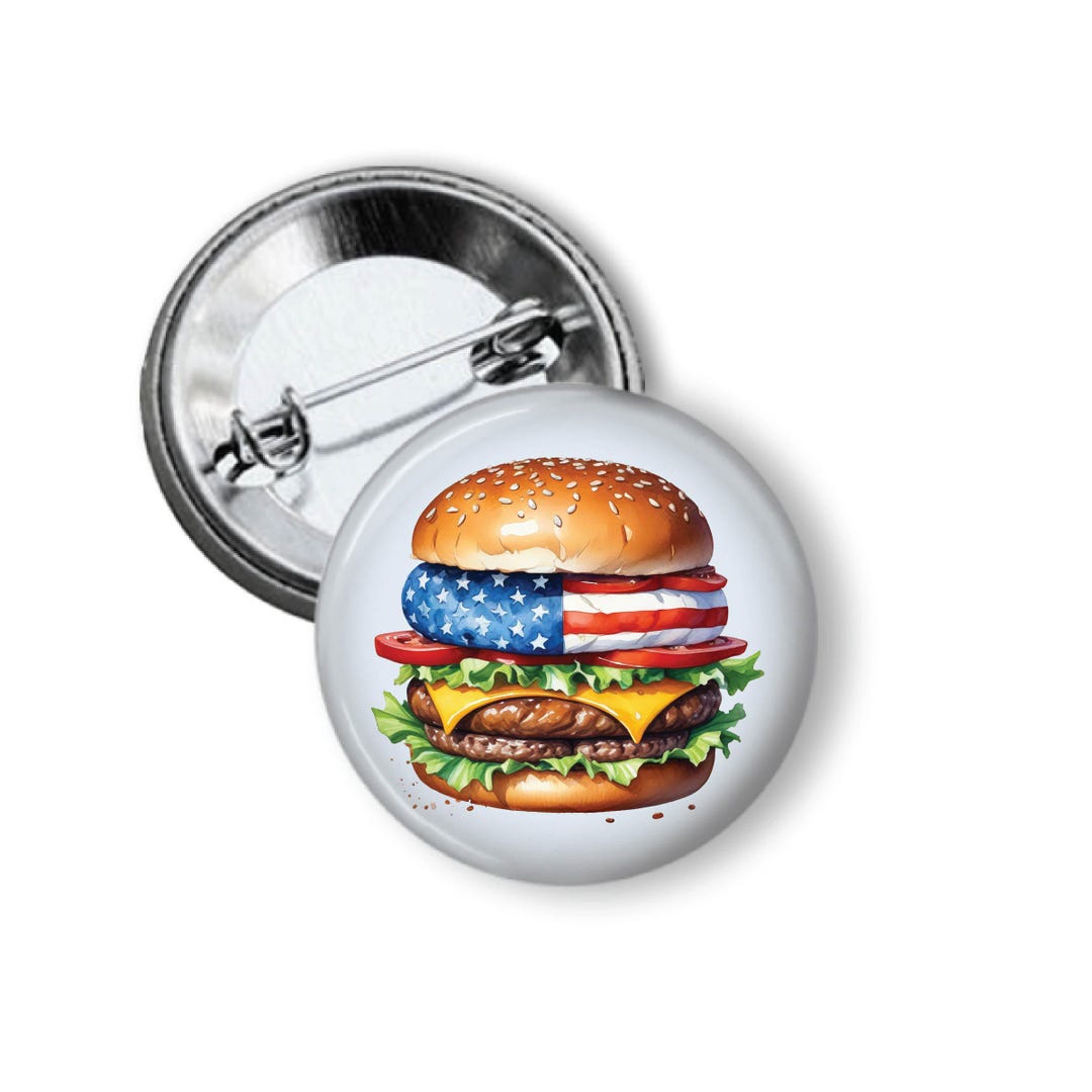 Pinback Button - American as Cheeseburgers - Etsy