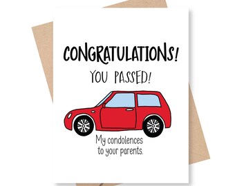 You Passed Drivers Ed Congrats Card, Greeting Cards, Celebration, License, Driver Exam, DMV