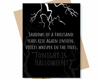 Halloween Poem Card, Greeting Cards, Holiday Cards, Trick or Treat, All Hallows Eve, Day of the Dead