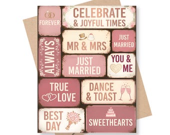 Wedding Greeting Card Congrats, Engagement, Bridal Shower, Notecard