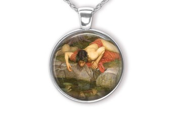 Narcissus Waterhouse Painting Pendant Necklace