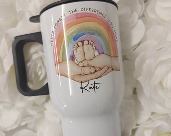 Personalised Midwife Gift | Thank You Gift for Midwife | Insulated Travel Mug with Lid | Travel Cup | Refillable Coffee Mug