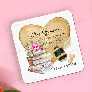Personalised Teacher Gift | Thank You Coaster | Teaching Assistant | Childminder Gift | Bee Coaster