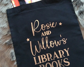 Personalised Library Book Tote | Reading Gift | Reusable Bag | Children's Library Book Storage Bag