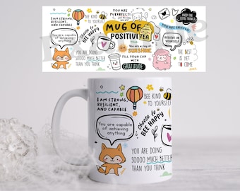 Mug Of Positivity | Positivitea Mug | Daily Affirmations | Inspirational Quote Cup | Self Love Mug | Daily Reminders