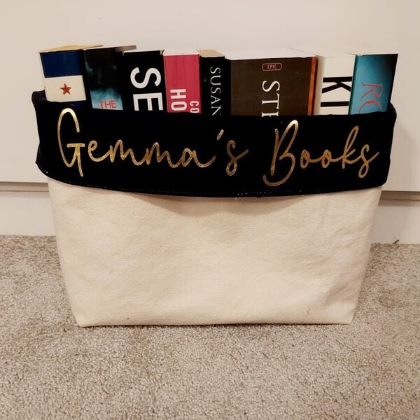 Personalised Book Organiser | Bookish Gift | Reading Caddy | Book Storage | Canvas Book Tidy | TBR Organiser | Book Basket