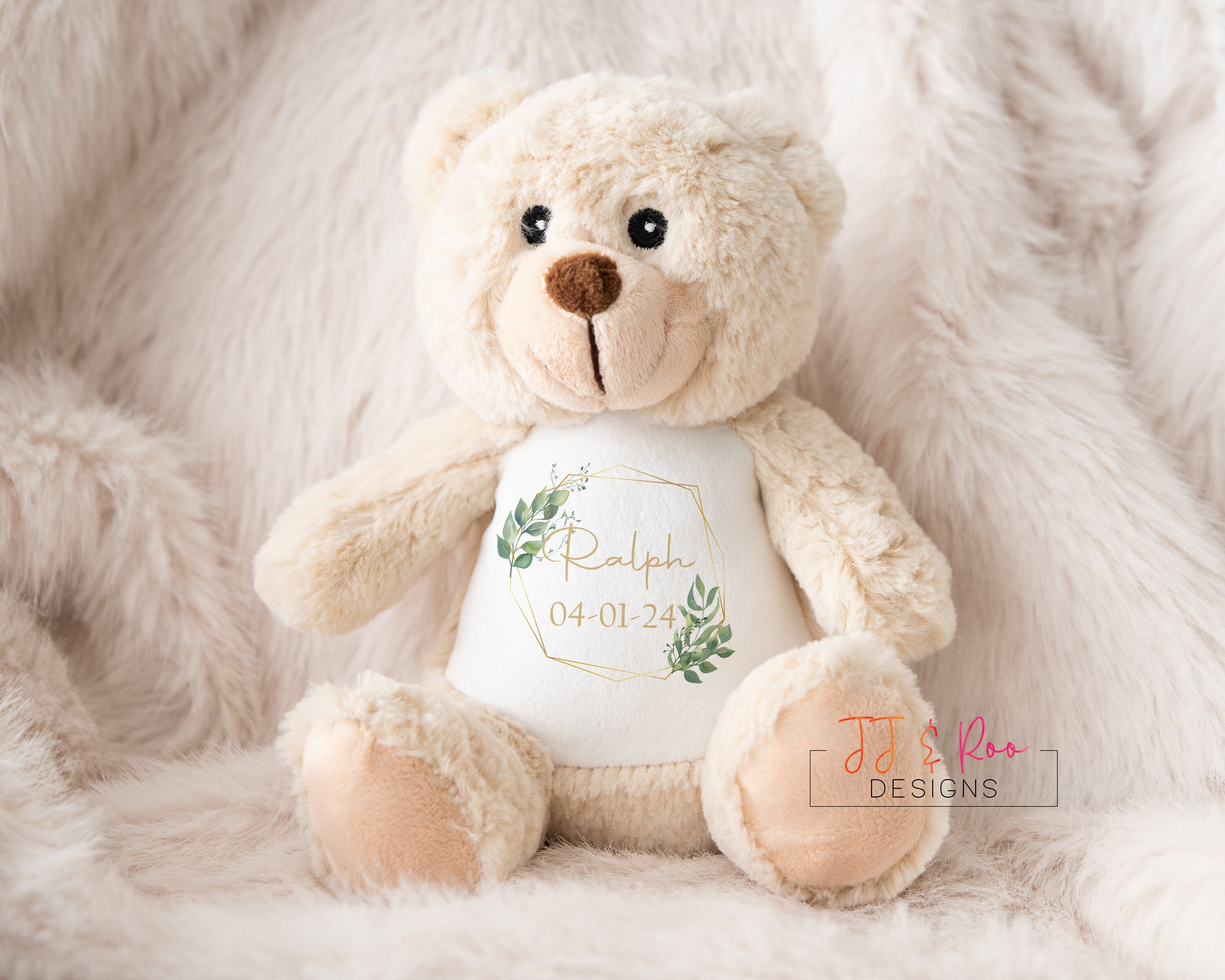 Personalised Teddy Bear | Baby's First Teddy | Plush Soft Toy | New Baby Gift | Baby Shower Gift | Baby Birth Details My 1st Bear Keepsake