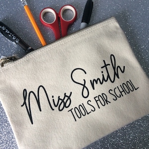 Personalised Teacher Gift | School Pencil Case | Accessory Pouch | Teaching Assistant Thank You Gift | Tools for School | New Teacher