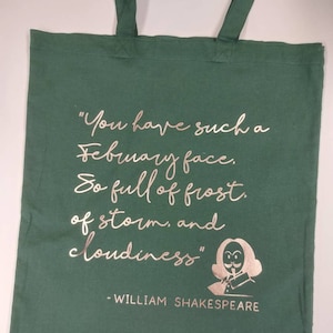 Shakespeare Insults Tote Bag | Bookish Gift | Literary Quotes | Reusable Shopping Bag | Bookish Gift | February Face Much Ado About Nothing